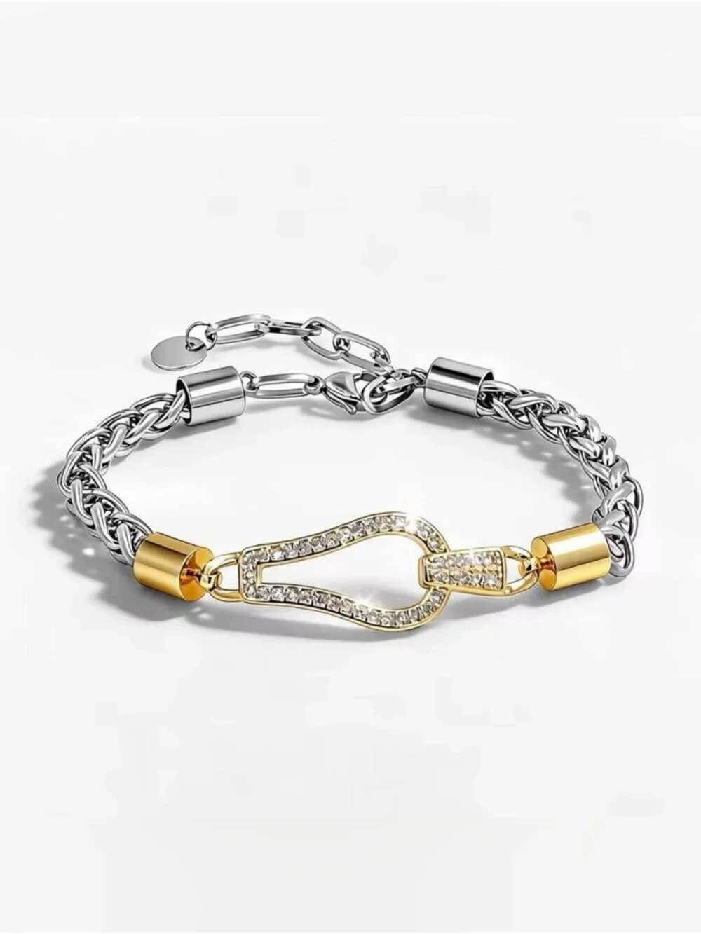 Unisex Gold and Silver Crystal Link Bracelet